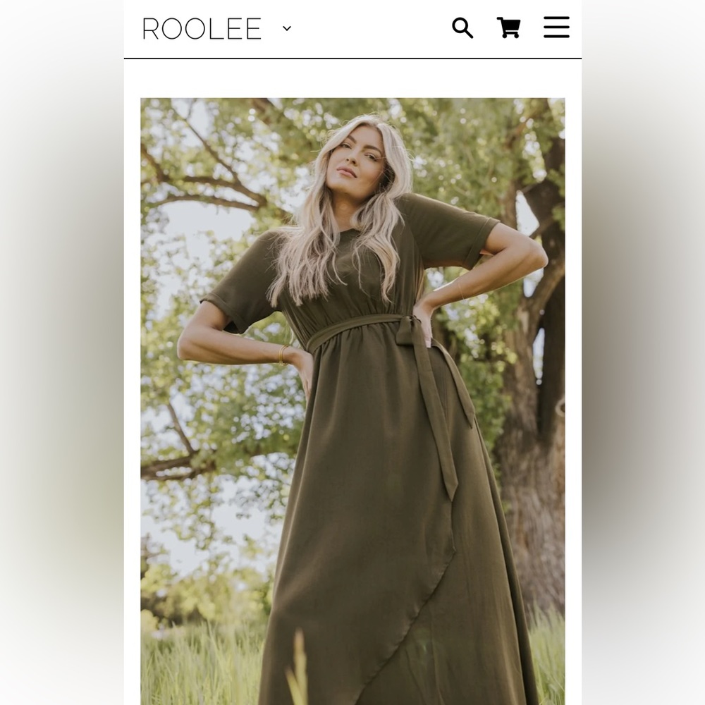 Roolee Olive Green Midi Dress